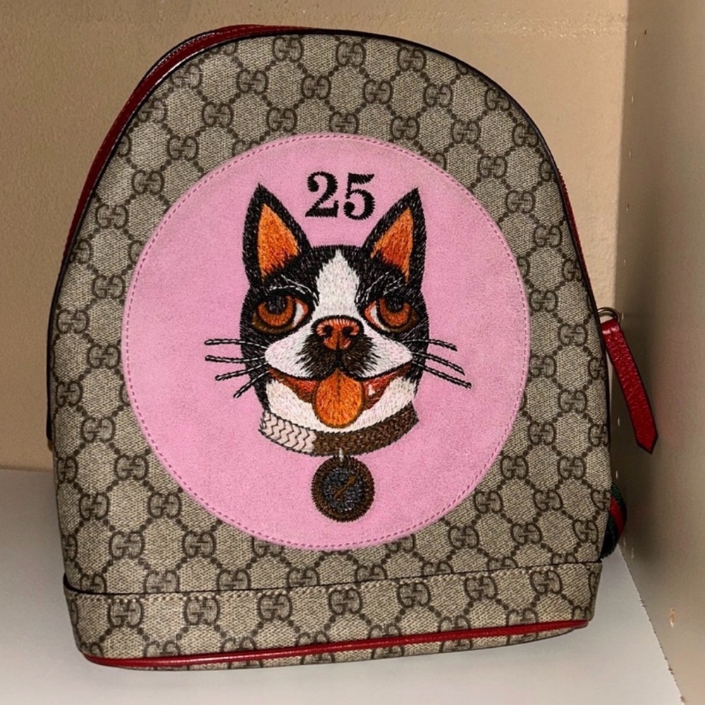 Authentic Gucci Bosco GG Supreme Canvas Dog Backpack